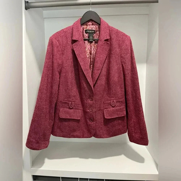 Lane Bryant mauve tweed wool blend 3 button blazer size 16 capsule wardrobe - Picture 1 of 7